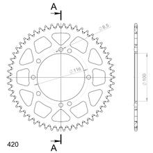 Pastorek řetězový Supersprox 420 rozteč 116,0mm průměr 100mm 54 zubů 4-děrový hliník černý