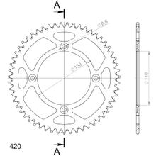 Supersprox 420 LK 130,0 mm Ø 110 mm 55Z pignone in alluminio a 4 fori nero