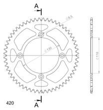 Supersprox 420 LK 130,0 mm Ø 110 mm 56T Pignone dorato in alluminio a 4 fori