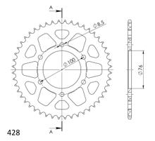 Kettenrad Supersprox 428 LK 100,0mm Ø 76mm 38Z 6-Loch Aluminium blau