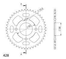 Kettenrad Supersprox 428 LK 90,0mm Ø 58mm 42Z 4-Loch Aluminium rot
