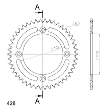 Supersprox 428 LK 132,0mm Ø 110mm 46Z Pignone in alluminio argentato a 4 fori