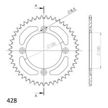 Supersprox 428 LK 120,0 mm Ø 100 mm 47Z pignone in alluminio a 4 fori blu