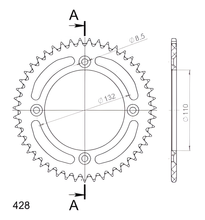 Supersprox 428 LK 132,0mm Ø 110mm 47T pignone in alluminio a 4 fori blu