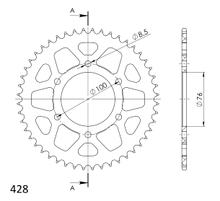 Kettenrad Supersprox 428 LK 100,0mm Ø 76mm 48Z 6-Loch Aluminium blau