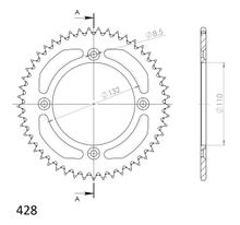 Ruota a catena in alluminio dorato a 4 fori Supersprox 428 LK 132,0mm Ø 110mm 49Z