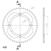 Supersprox 428 LK 130,0 mm Ø 110 mm 49Z pignone in alluminio a 4 fori nero
