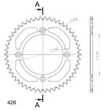 Supersprox 428 LK 132,0mm Ø 110mm 50Z Pignone in alluminio a 4 fori blu