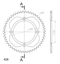 Supersprox 428 LK 132,0mm Ø 110mm 51Z pignone in alluminio a 4 fori blu