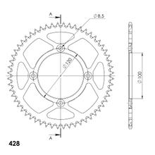 Supersprox 428 LK 120.0mm Ø 100mm 56T Pignone in alluminio a 4 fori rosso