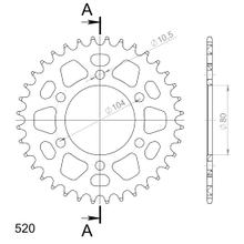 Kettingtandwiel Supersprox 520 LK 104,0mm Ø 80mm 37 tanden 6-gaats Aluminium zwart