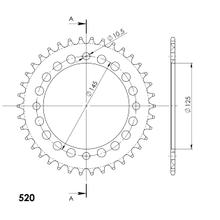 Kettenrad Supersprox 520 LK 145,0mm Ø 125mm 38Z 4-Loch Aluminium blau