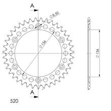 Chaîne Supersprox 520 LK 156,0 mm de diamètre 136 mm 38T à 6 trous en aluminium doré