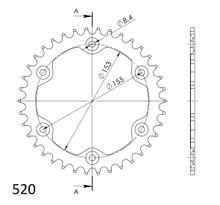 Kettingtandwiel Supersprox 520 LK 155,0mm Ø 153mm 38 tanden 6-gats Aluminium oranje