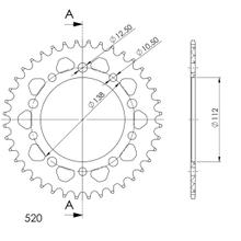 Ruota a catena Supersprox 520 LK 138,0 mm diametro 112 mm 38T in alluminio a 5 fori nera