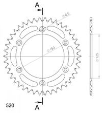 Supersprox 520 LK 153,0 mm di diametro 125 mm 39T, pignone in alluminio a 6 fori, rosso
