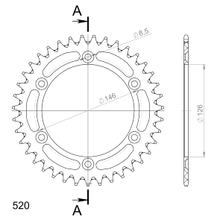 Ruota a catena Supersprox 520 LK 146,0 mm diametro 126 mm 39T in alluminio a 6 fori nera