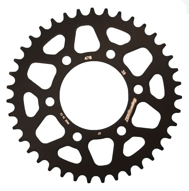 Pignon Supersprox 520 LK 104,0 mm Ø 80 mm 39T en aluminium 6 trous noir