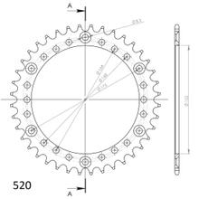 Supersprox 520 LK 175,0 mm diametro 152 mm 40Z pignone in alluminio a 6 fori blu