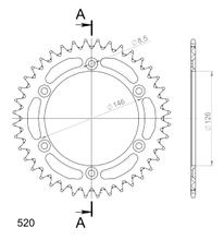 Ruota a catena Supersprox 520 LK 146,0 mm diametro 126 mm 40Z in alluminio a 6 fori nera