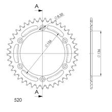 Ruota a catena Supersprox 520 LK 156,0 mm diametro 136 mm 40Z in alluminio a 6 fori nera