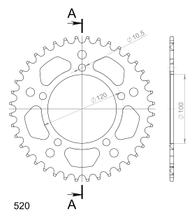 Kettingtandwiel Supersprox 520 LK 120,0mm Ø 100mm 40 tanden 5-gaats Aluminium zwart