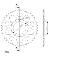 Tandwiel Supersprox 520 Steekcirkel 100,0mm Ø 76mm 40 Tanden 5-Gaten Aluminium zwart