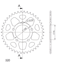 Supersprox 520 LK 100,0 mm Ø 76 mm 41Z Pignone dorato in alluminio a 5 fori