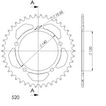 Kettenrad Supersprox 520 LK 140,0mm Ø 120mm 41Z 5-Loch Aluminium schwarz