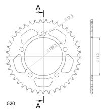 Supersprox 520 LK 130,8 mm Ø 110 mm 41Z Pignone in alluminio a 5 fori nero