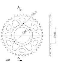 Kettingsprocket Supersprox 520 LK 108,0mm Ø 82,6mm 41T 6-gats Aluminium zwart