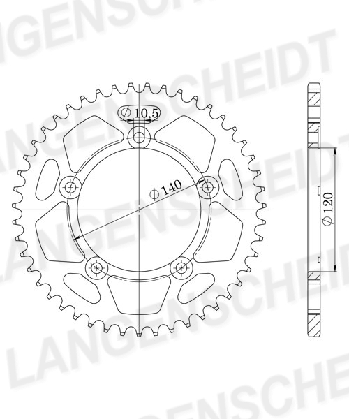 Supersprox 520 LK 140.0mm Ø 120mm 41Z 5-hole aluminum silver sprocket