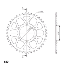Pignon Supersprox 520 LK 100,0 mm Ø 80 mm 42T en aluminium doré à 6 trous