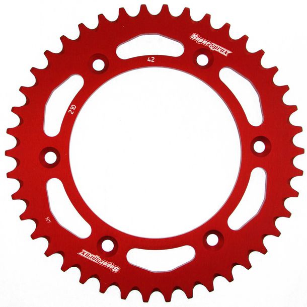 Piñón de aluminio Supersprox 520 LK, 153,0 mm de diámetro, 125 mm, 42T, 6 orificios, rojo