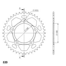 Tandwiel Supersprox 520 Steekcirkel 120,0mm Diameter 100mm 42 Tanden 5-Gats Aluminium Rood