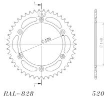 Pignon Supersprox 520 LK 170.0mm Ø 148mm 42T en aluminium 6 trous noir