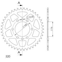 Kettingtandwiel Supersprox 520 Steekcirkel 100,0mm Ø 76mm 42 Tanden 8-Gats Aluminium zwart