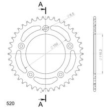 Kettingtandwiel Supersprox 520 LK 150,0mm Ø 116,2mm 42 tanden 5-gaats Aluminium zwart