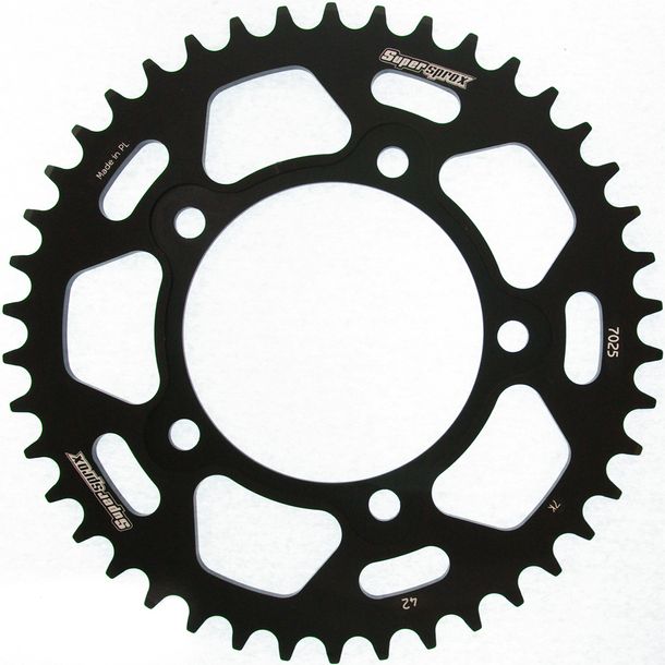 Piñón de aluminio Supersprox 520 LK 120,0 mm Ø 100 mm 42T negro con 5 orificios