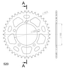 Supersprox 520 LK 120,0 mm Ø 100 mm 42T Pignone in alluminio a 5 fori nero