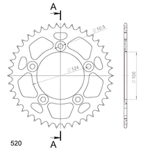 Pignon en aluminium à 5 trous Supersprox 520 LK 124,0 mm Ø 100 mm 42T noir