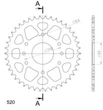 Pignon Supersprox 520 LK 110,0 mm Ø 63 mm 42T en aluminium 8 trous noir
