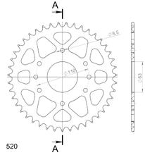 Kettingtandwiel Supersprox 520 LK 110,0mm Ø 63mm 43 tanden 8-gats Aluminium oranje