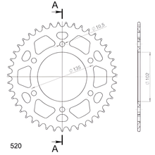 Supersprox 520 LK 135.0 mm diameter 102 mm 43T 6-hole aluminium sprocket, red