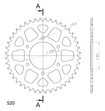 Pignon en aluminium Supersprox 520 LK 108,0 mm Ø 83 mm 43T rouge