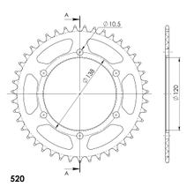 Pignon Supersprox 520 LK 136,0 mm Ø 120 mm 43T en aluminium 6 trous noir