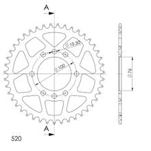Kolo řetězu Supersprox 520 LK 100,0mm Ø 76mm 43Z 8-děrové hliníkové černé