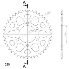 Supersprox 520 LK 104,0mm Ø 80mm 43T pignone in alluminio a 6 fori nero