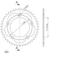 Kolo řetězu Supersprox 520 LK 150,0mm Ø 116,2mm 43Z 5-děrové hliníkové černé