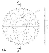 Kettingwiel Supersprox 520 LK 100,0mm Ø 70mm 43T 5-gaats aluminium zwart